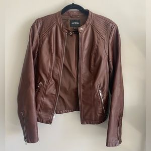 Express Brown Faux Leather Jacket - Great Condition - Size Medium - Some Stretch